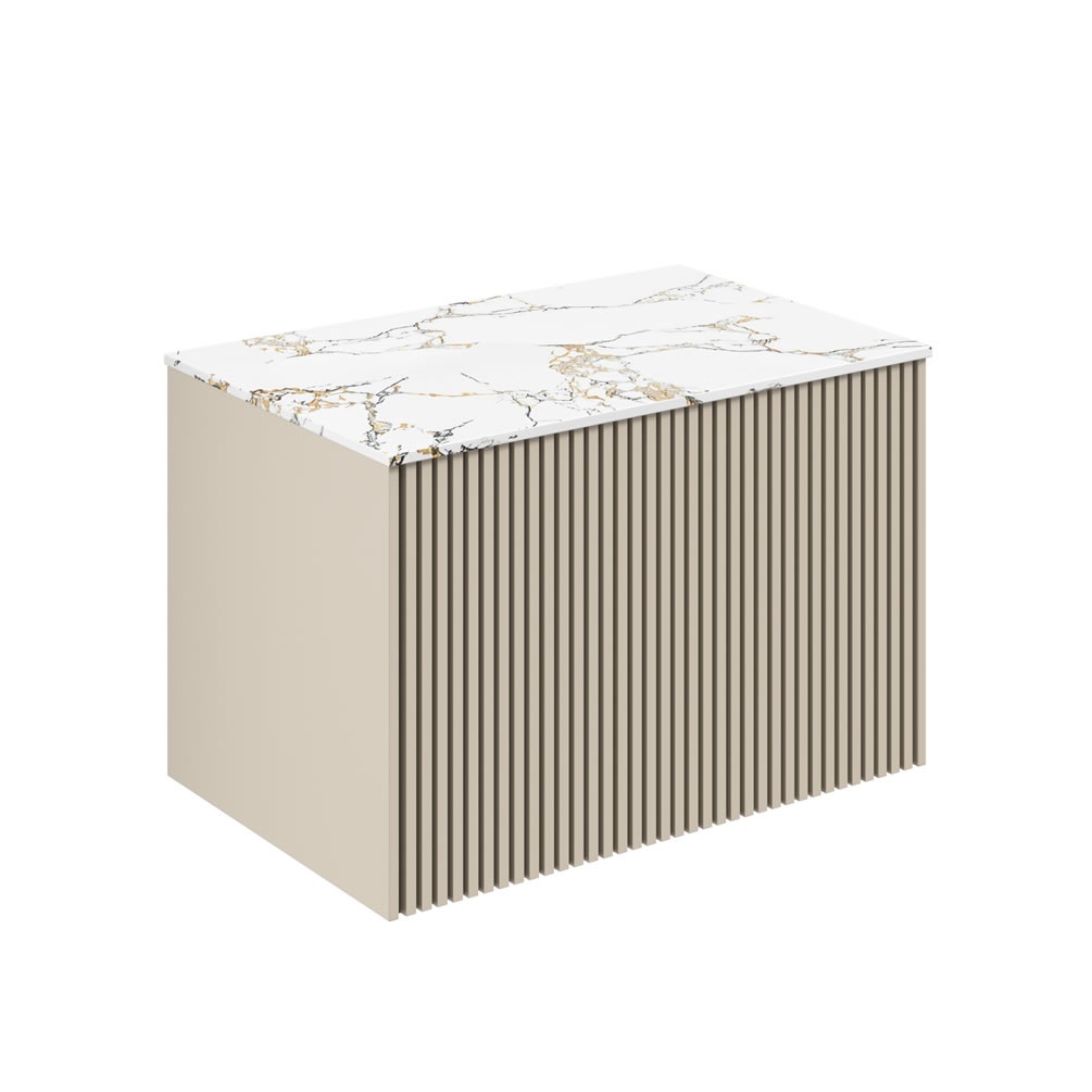 Crosswater Limit Warm Stone 700mm Wall Hung Vanity Unit & Estatuario Worktop